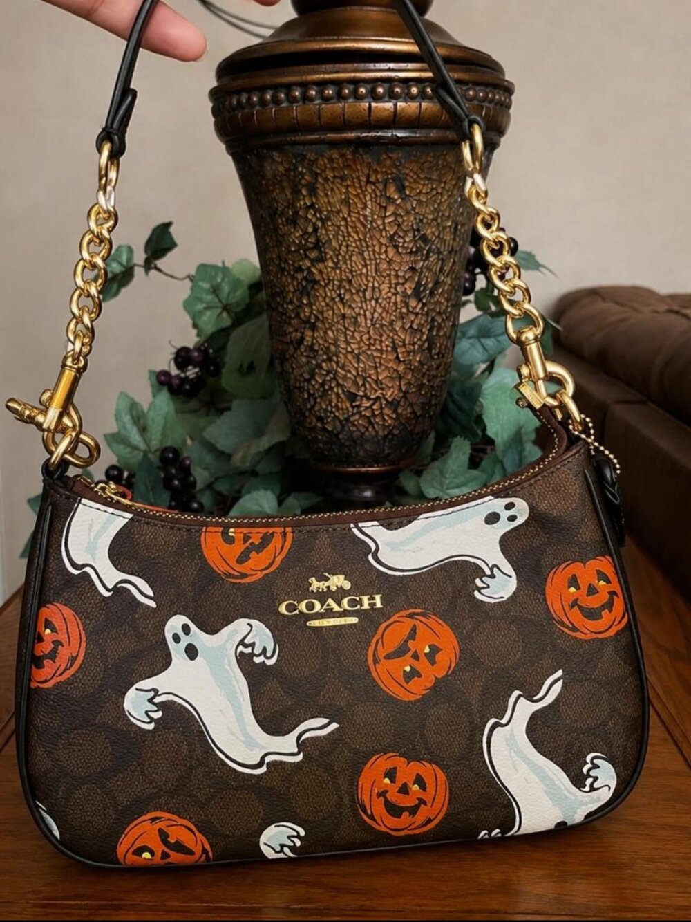 Limited Edition Coach Teri Bag Signature Canvas Halloween Ghost Pumpkin Motif